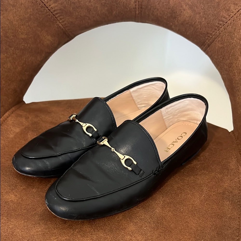 Coach Black Leather Loafers for Woman